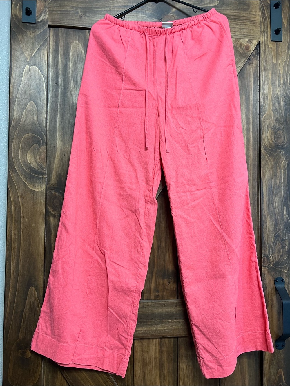 NWOT A New Day Pink Linen Blend Wide Leg Pants Size Small Drawstring Waist